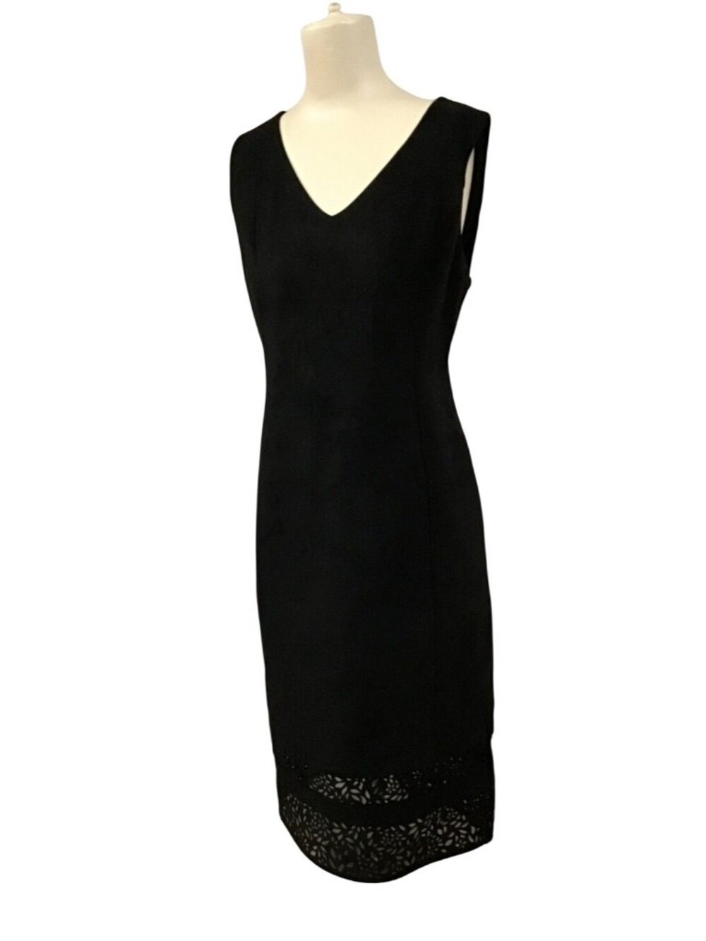 Thalia Sodi Sleeveless Black Faux Suede Cut Out Details Womens Large Dress